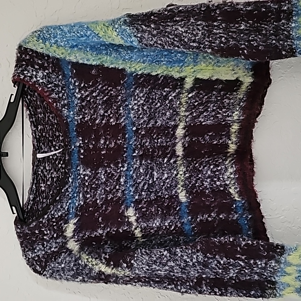 Free People Women's Emerson Plaid Crop Pullover Sweater size L - Picture 17 of 17